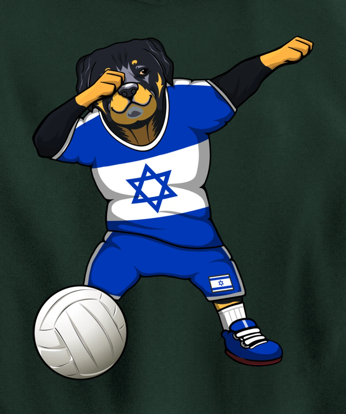 Dabbing Rottweiler Israel Jersey Israeli Volleyball Lovers Pullover Hoodie