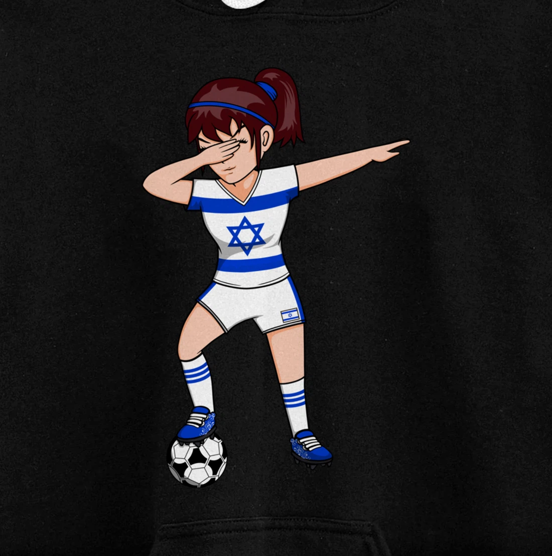 Dabbing Soccer Girl Israel Jersey Israeli Football Fans Art Pullover Hoodie