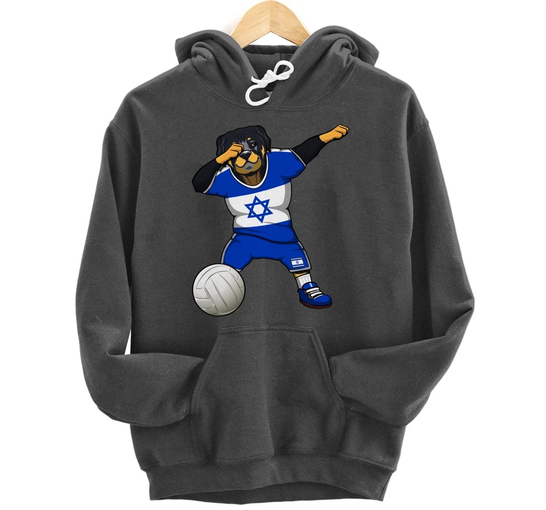 Dabbing Rottweiler Israel Jersey Israeli Volleyball Lovers Pullover Hoodie
