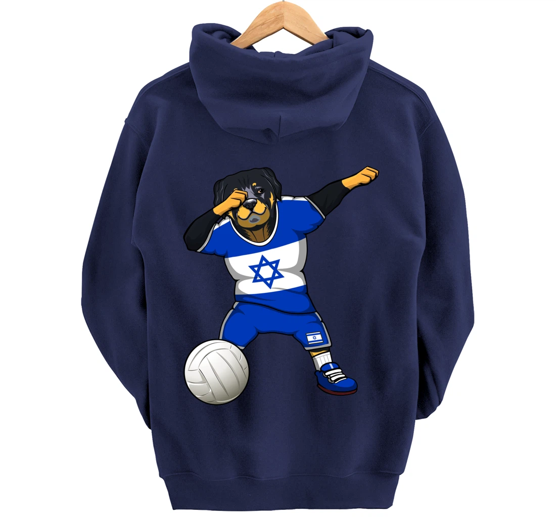 Dabbing Rottweiler Israel Jersey Israeli Volleyball Lovers Pullover Hoodie