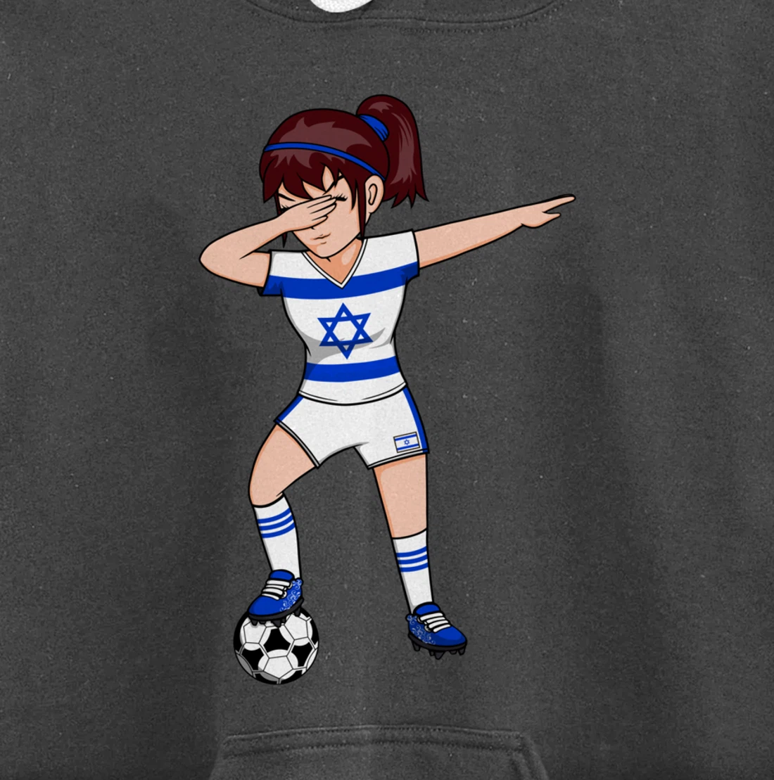 Dabbing Soccer Girl Israel Jersey Israeli Football Fans Art Pullover Hoodie