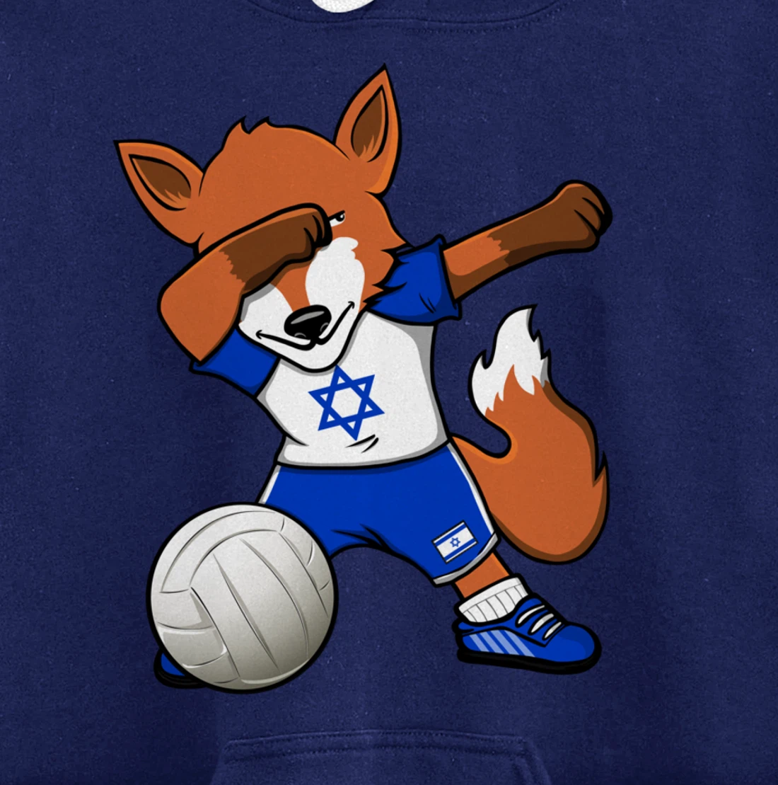 Dabbing Fox Israel Volleyball Fans Jersey Israeli Flag Sport Pullover Hoodie