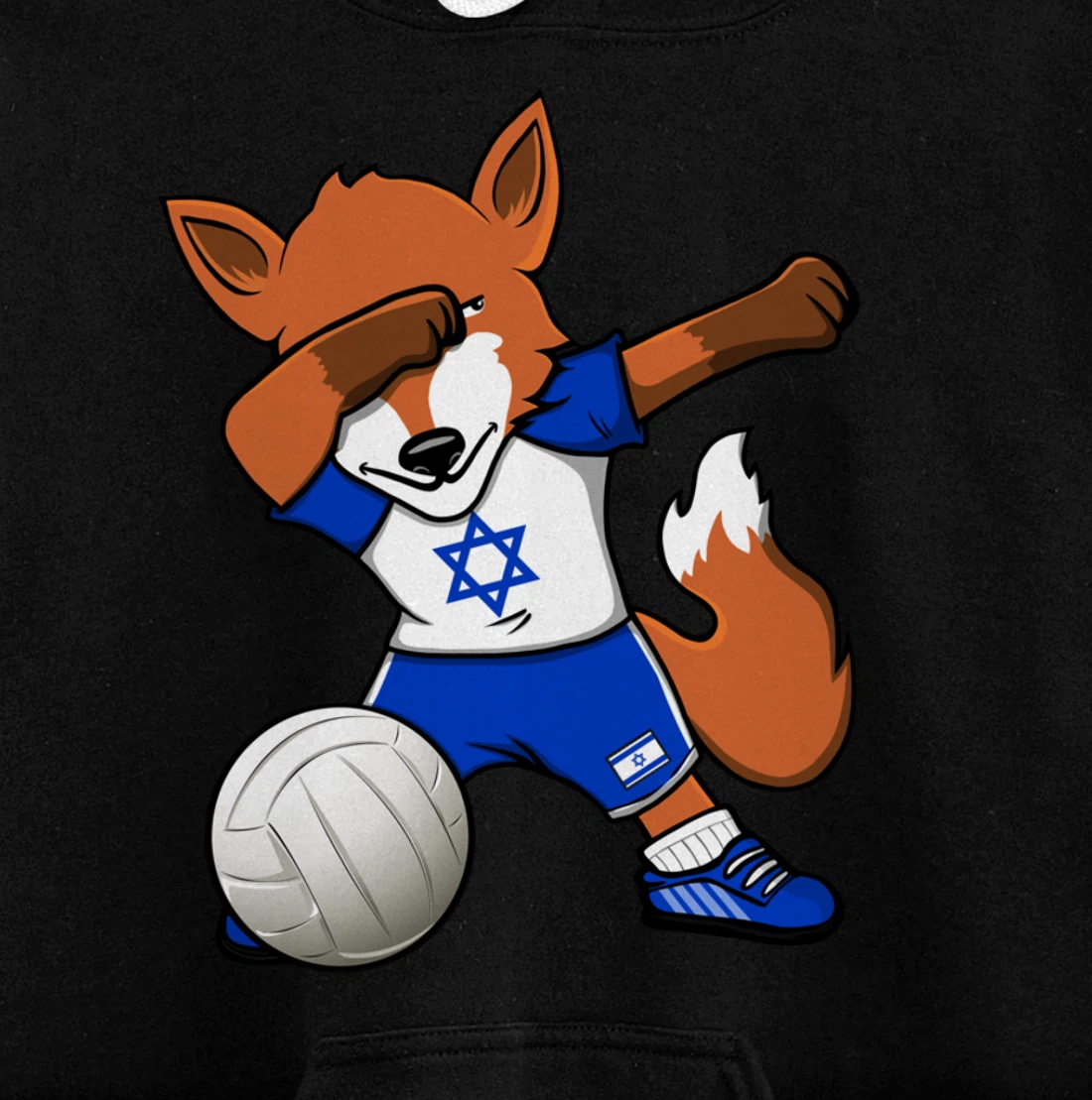 Dabbing Fox Israel Volleyball Fans Jersey Israeli Flag Sport Pullover Hoodie