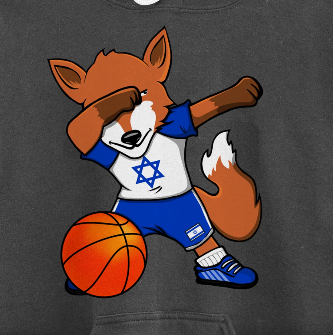 Dabbing Fox Israel Basketball Fans Jersey Israeli Flag Sport Pullover Hoodie