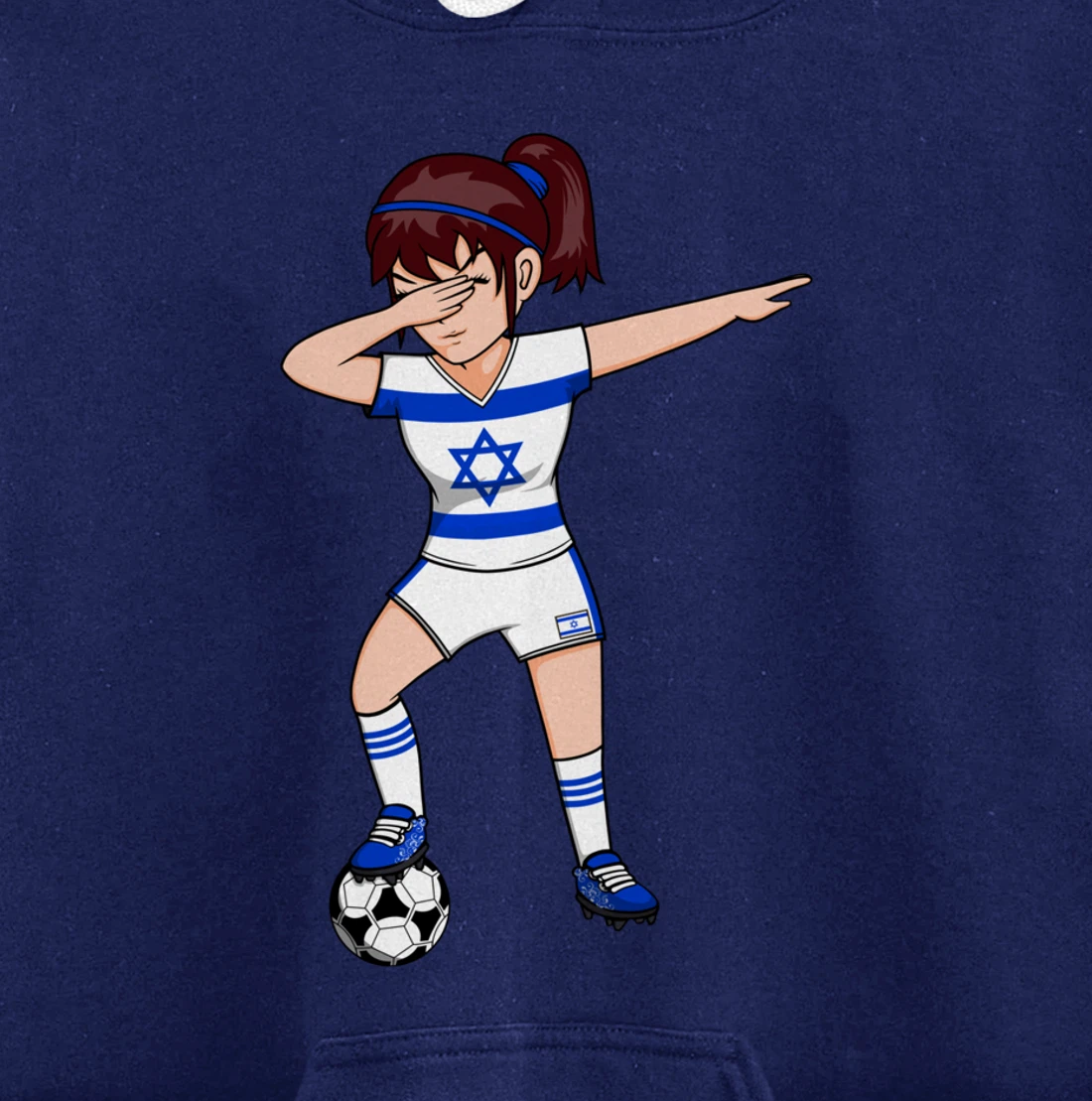 Dabbing Soccer Girl Israel Jersey Israeli Football Fans Art Pullover Hoodie