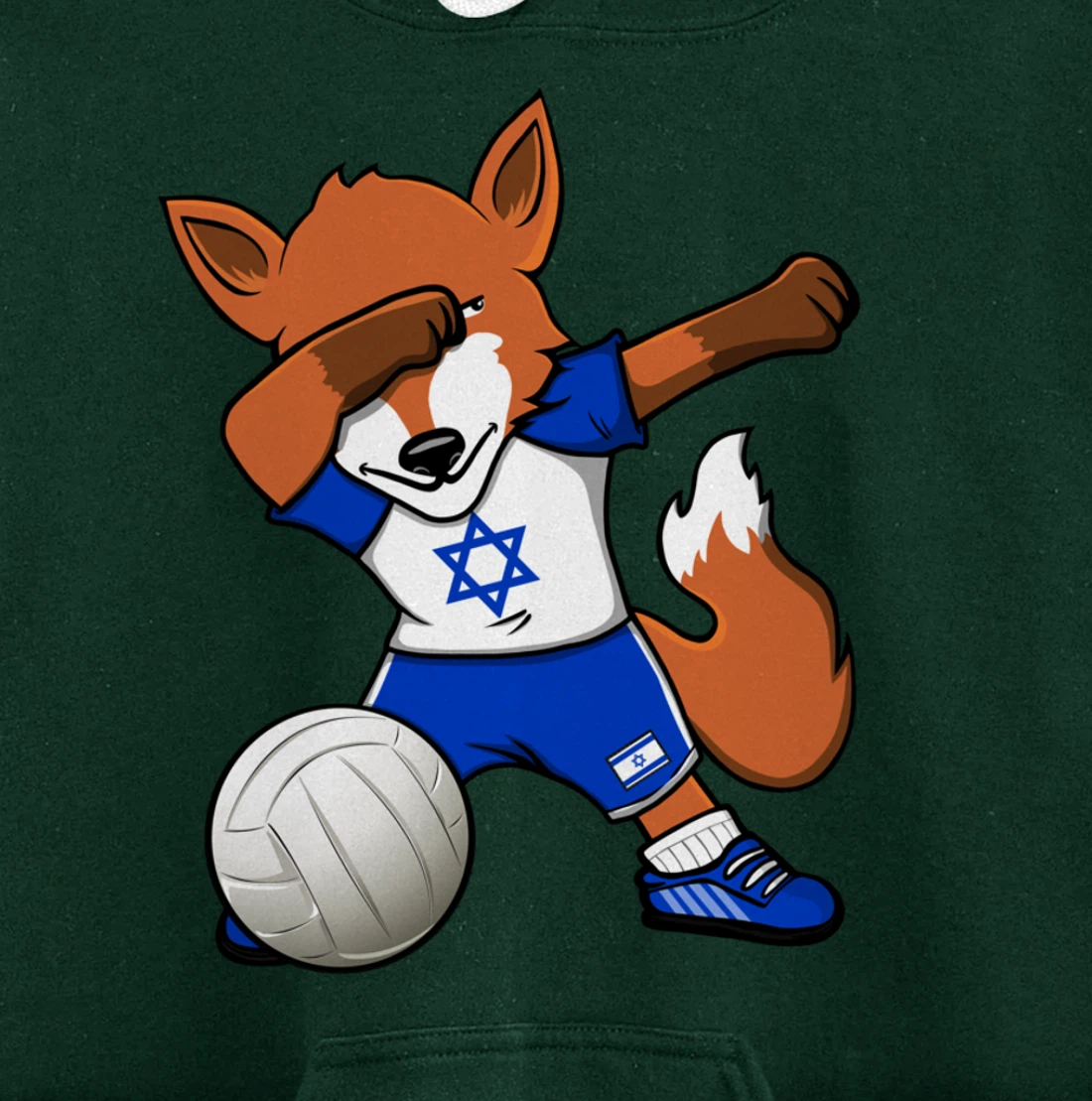Dabbing Fox Israel Volleyball Fans Jersey Israeli Flag Sport Pullover Hoodie
