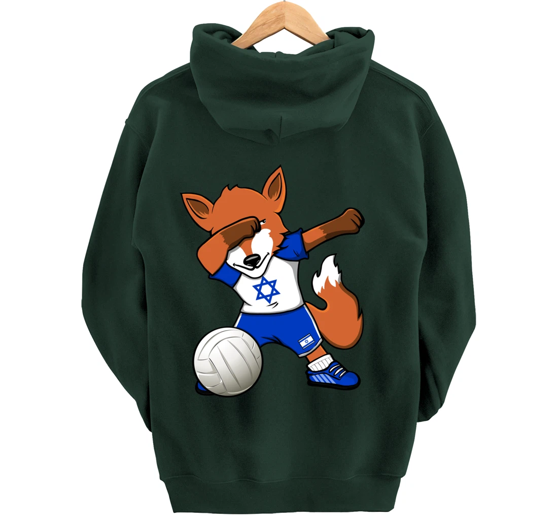 Dabbing Fox Israel Volleyball Fans Jersey Israeli Flag Sport Pullover Hoodie