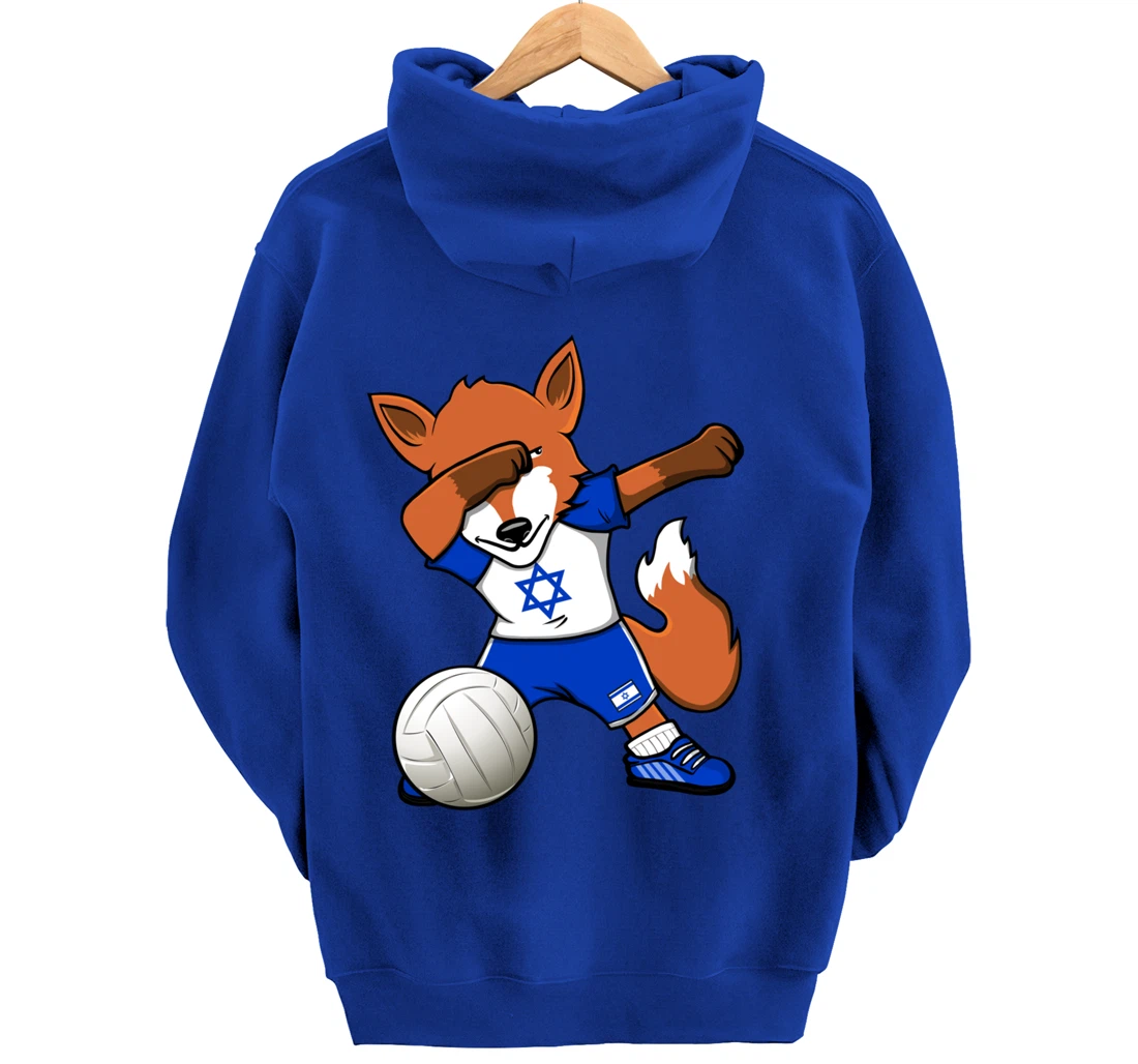 Dabbing Fox Israel Volleyball Fans Jersey Israeli Flag Sport Pullover Hoodie