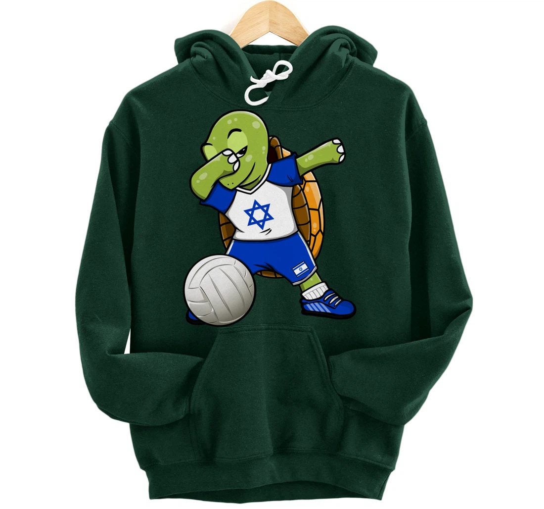 Dabbing Turtle Israel Volleyball Fans Jersey Israeli Flag Pullover Hoodie