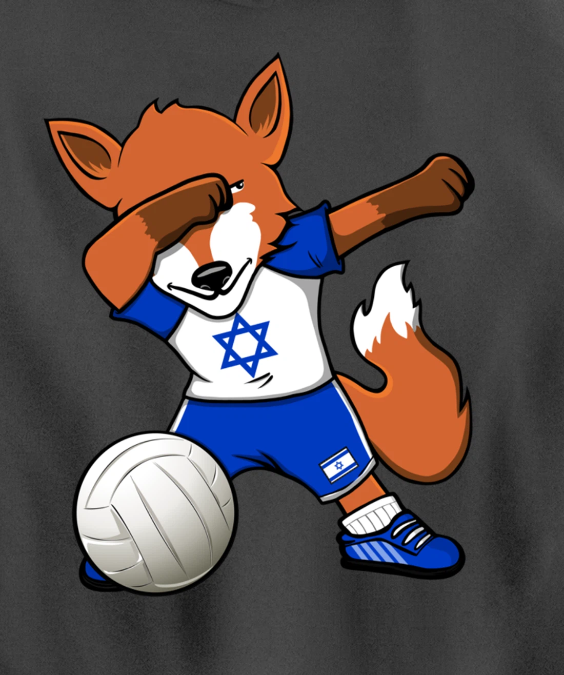 Dabbing Fox Israel Volleyball Fans Jersey Israeli Flag Sport Pullover Hoodie
