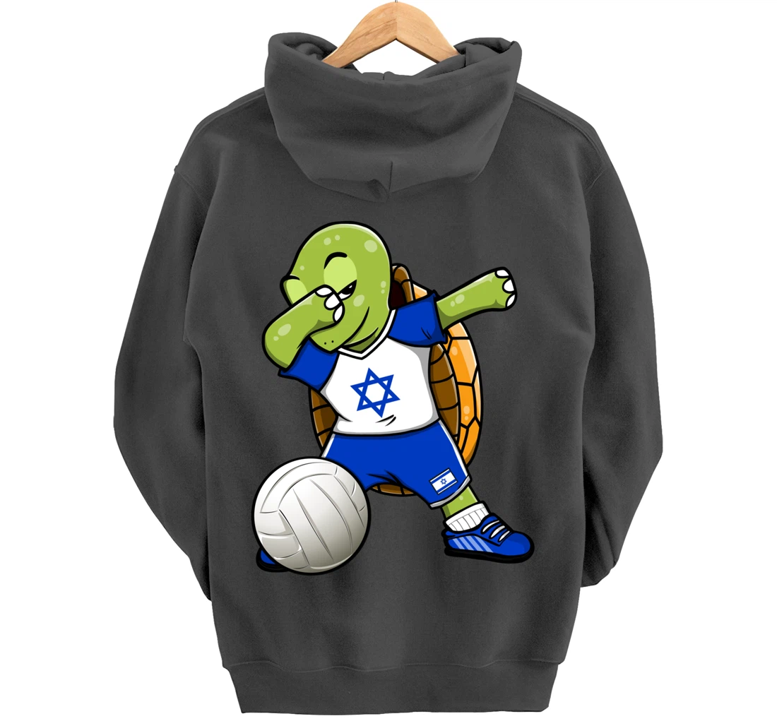 Dabbing Turtle Israel Volleyball Fans Jersey Israeli Flag Pullover Hoodie