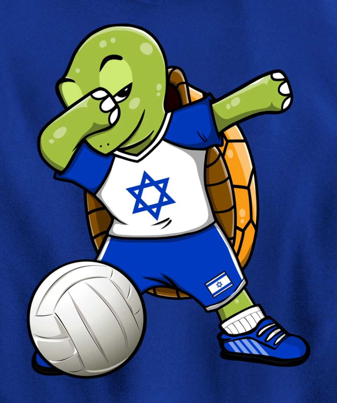 Dabbing Turtle Israel Volleyball Fans Jersey Israeli Flag Pullover Hoodie