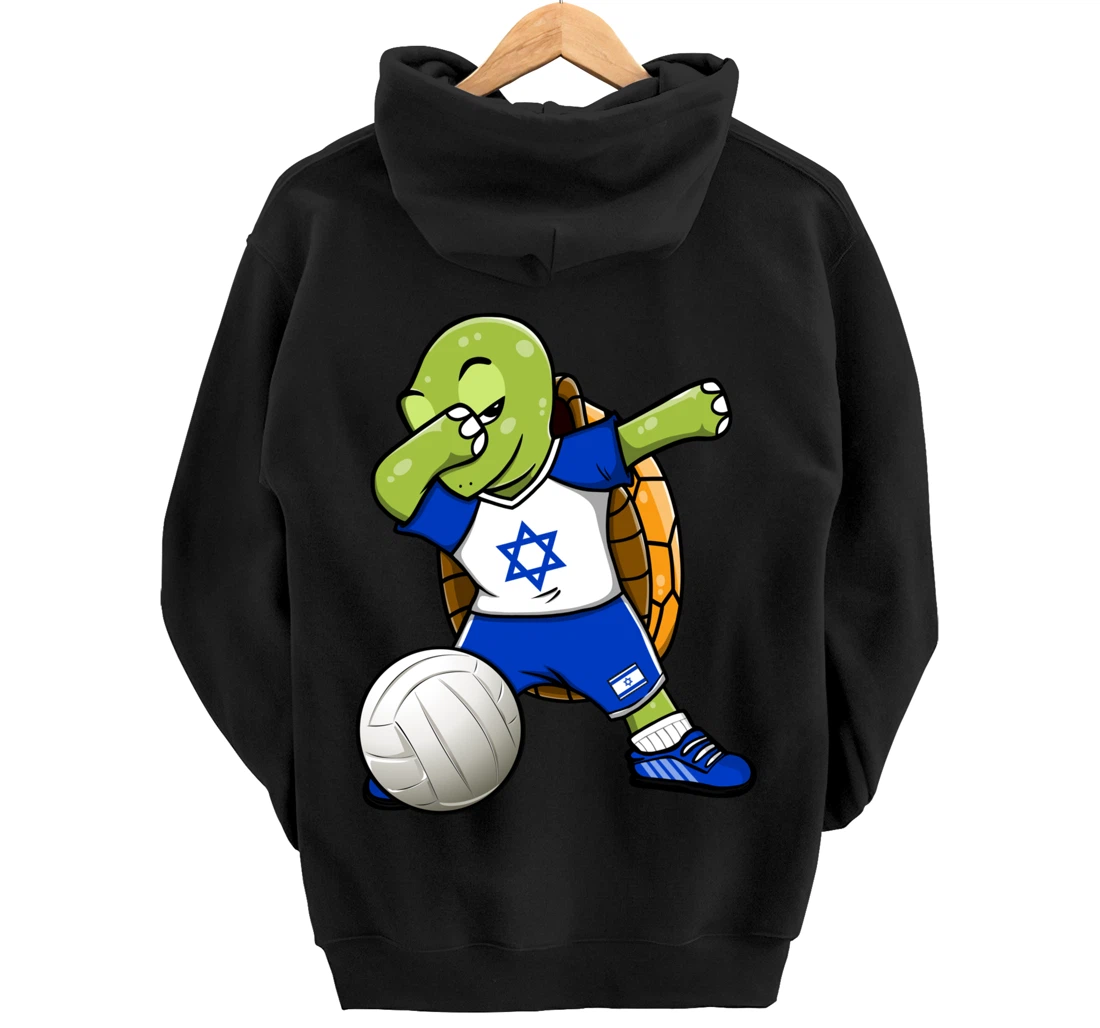 Dabbing Turtle Israel Volleyball Fans Jersey Israeli Flag Pullover Hoodie