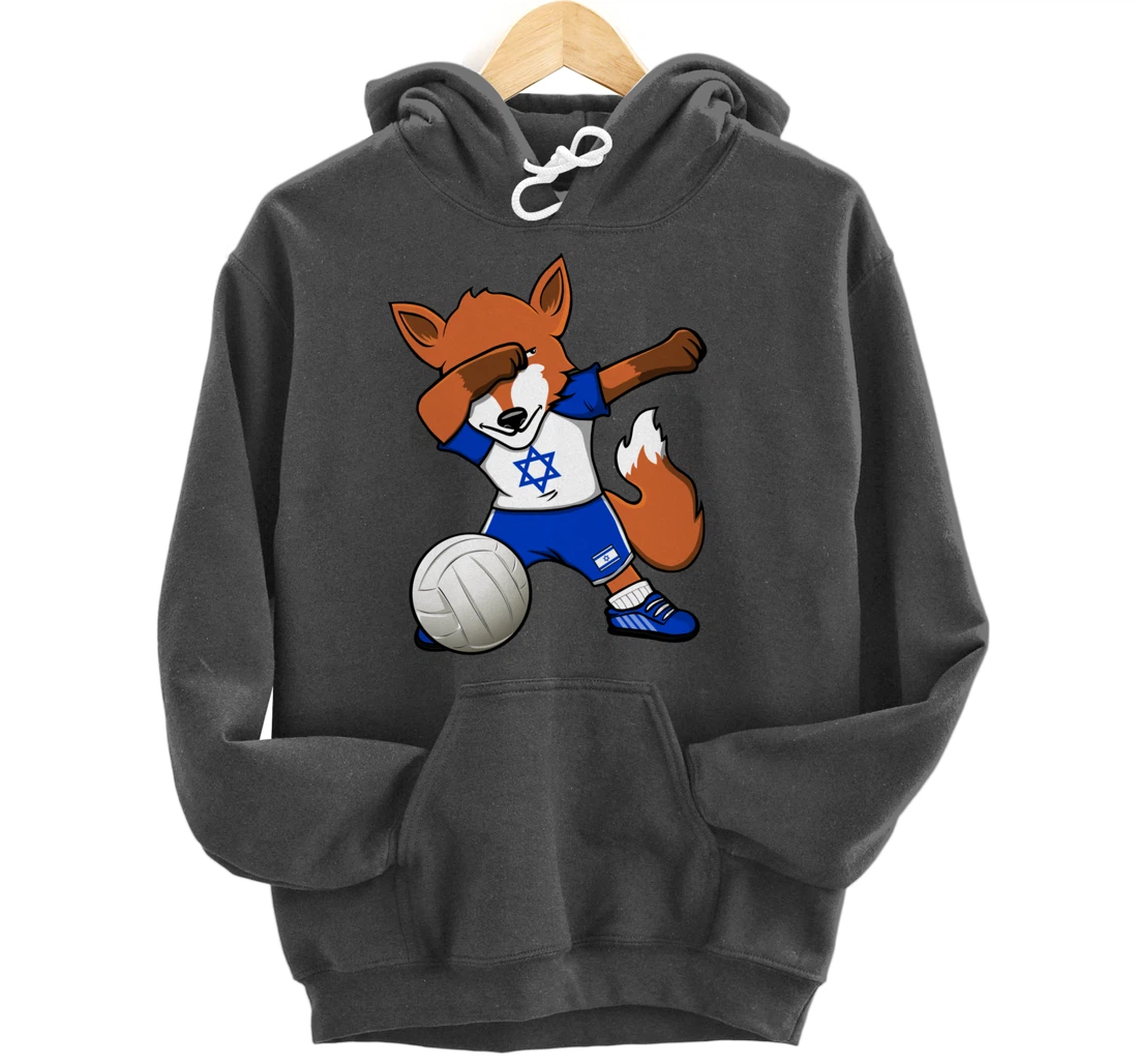 Dabbing Fox Israel Volleyball Fans Jersey Israeli Flag Sport Pullover Hoodie