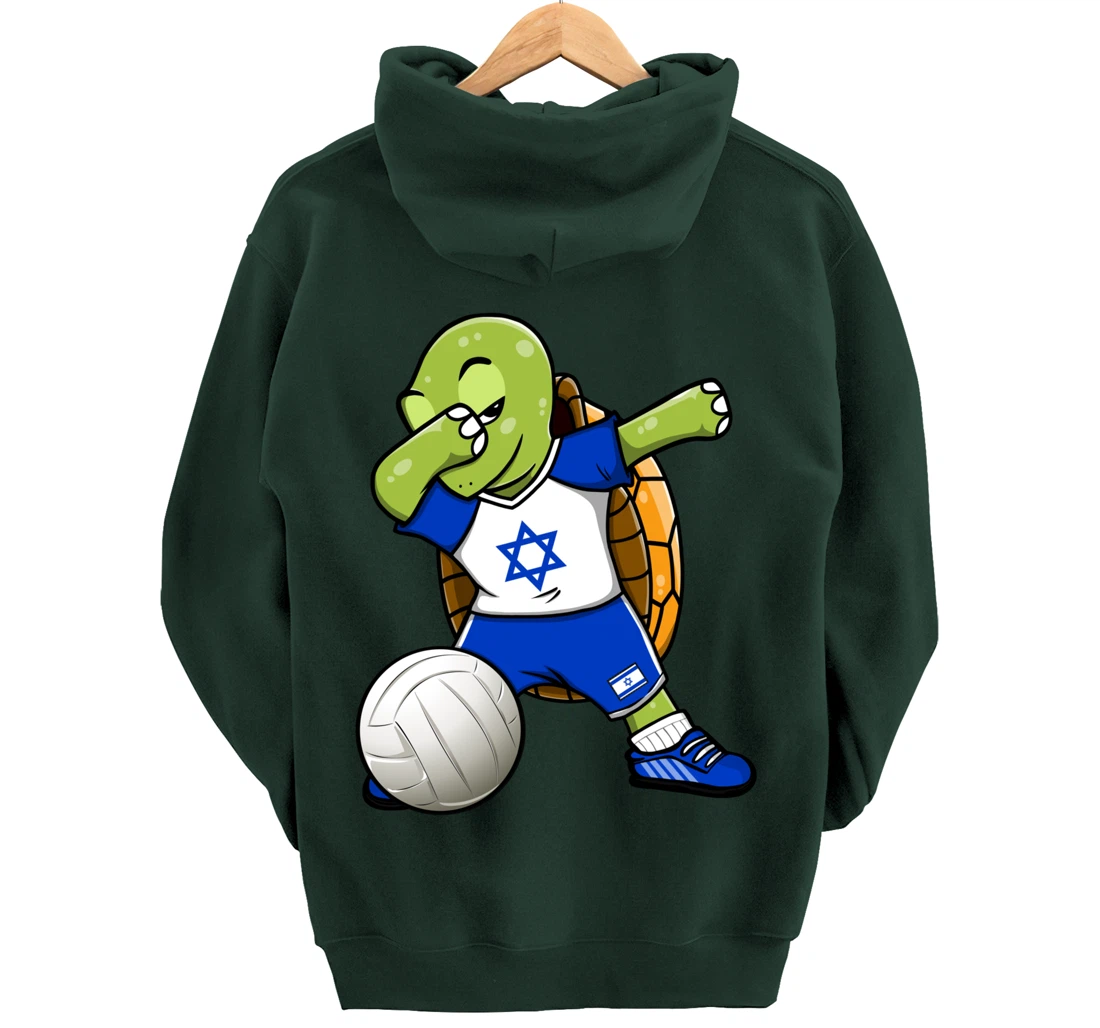 Dabbing Turtle Israel Volleyball Fans Jersey Israeli Flag Pullover Hoodie