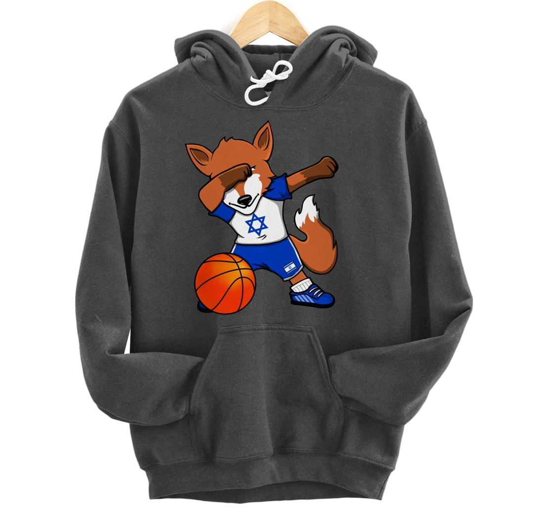 Dabbing Fox Israel Basketball Fans Jersey Israeli Flag Sport Pullover Hoodie