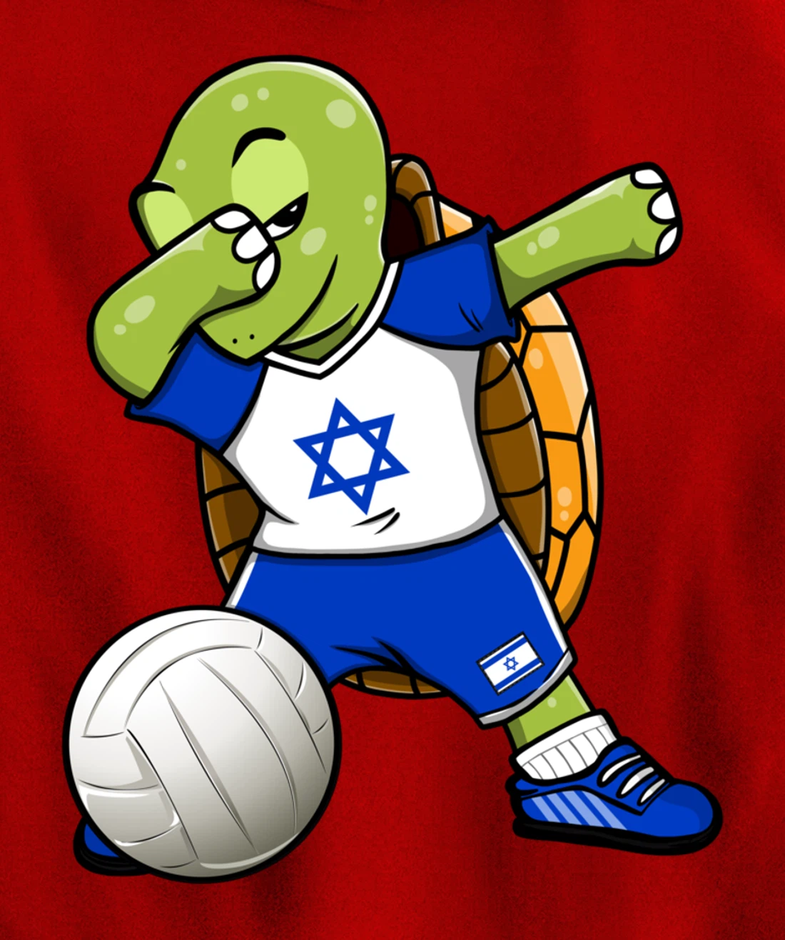 Dabbing Turtle Israel Volleyball Fans Jersey Israeli Flag Pullover Hoodie