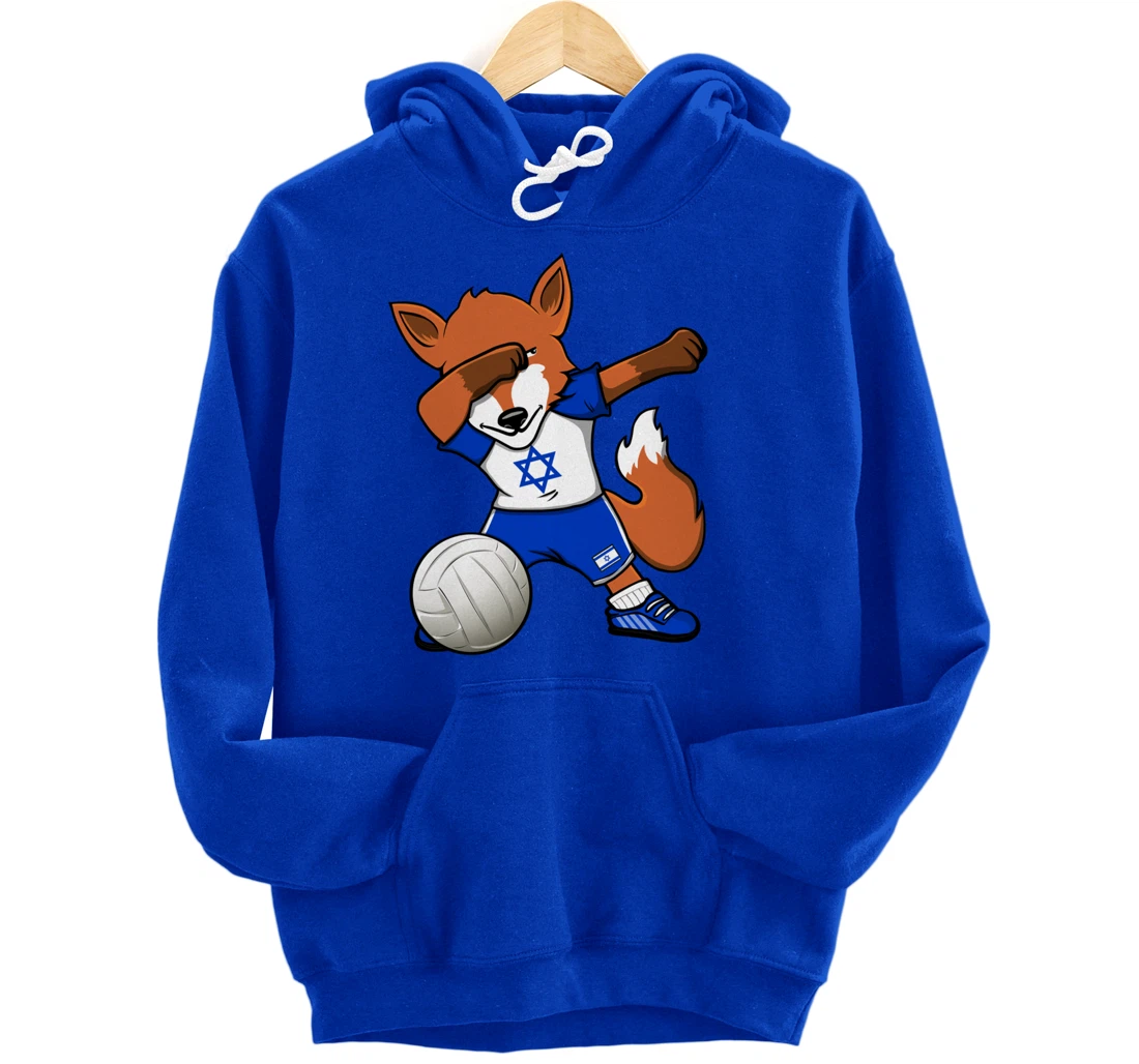 Dabbing Fox Israel Volleyball Fans Jersey Israeli Flag Sport Pullover Hoodie