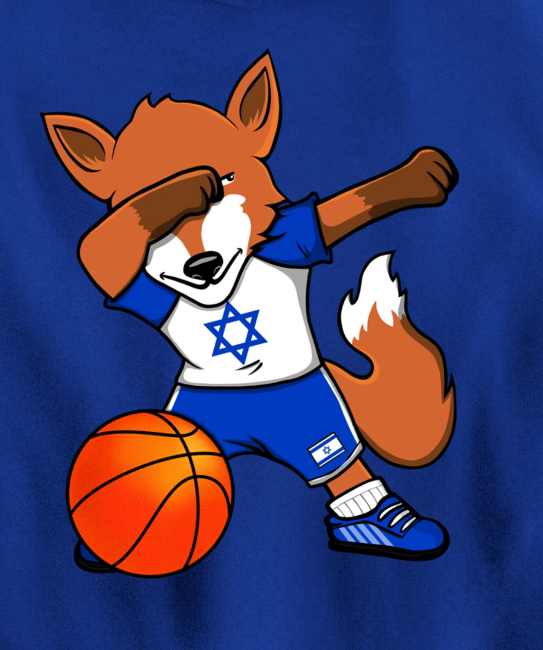 Dabbing Fox Israel Basketball Fans Jersey Israeli Flag Sport Pullover Hoodie