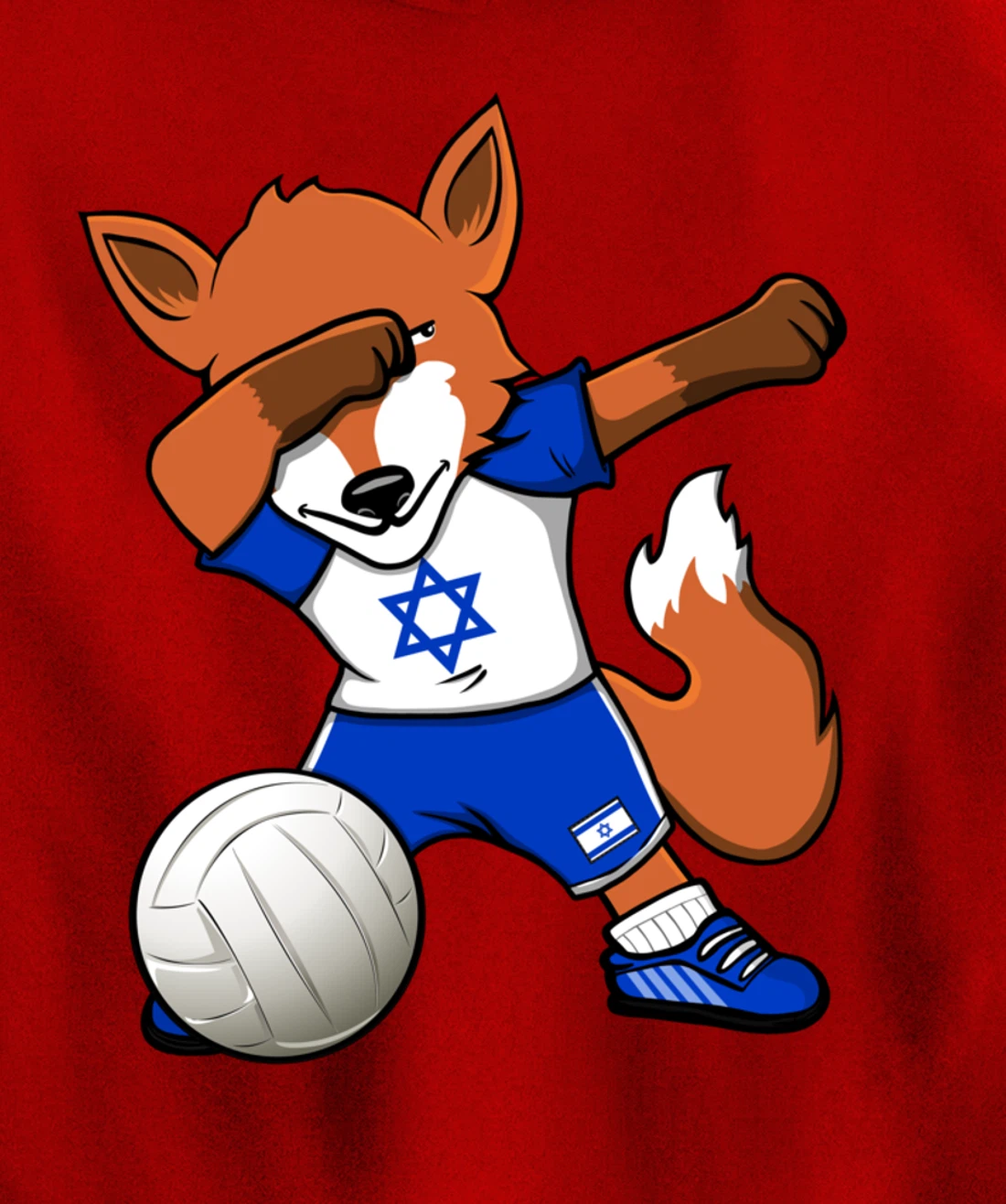 Dabbing Fox Israel Volleyball Fans Jersey Israeli Flag Sport Pullover Hoodie