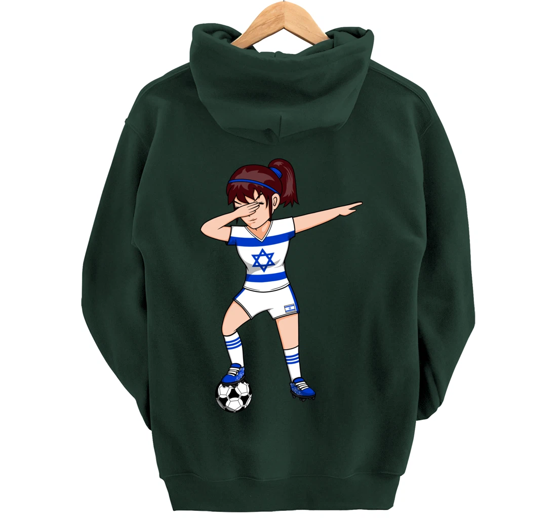 Dabbing Soccer Girl Israel Jersey Israeli Football Fans Art Pullover Hoodie