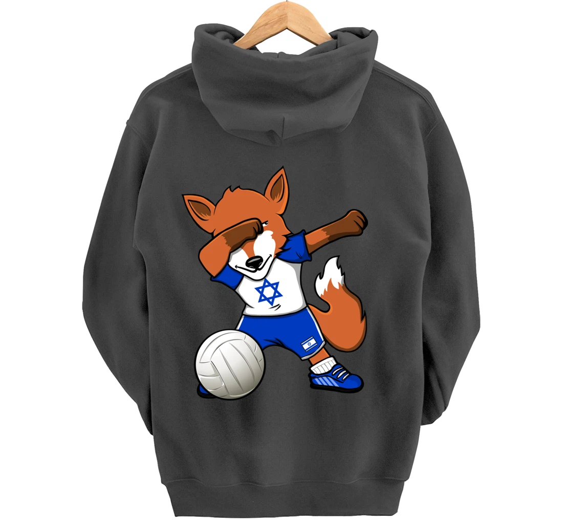 Dabbing Fox Israel Volleyball Fans Jersey Israeli Flag Sport Pullover Hoodie