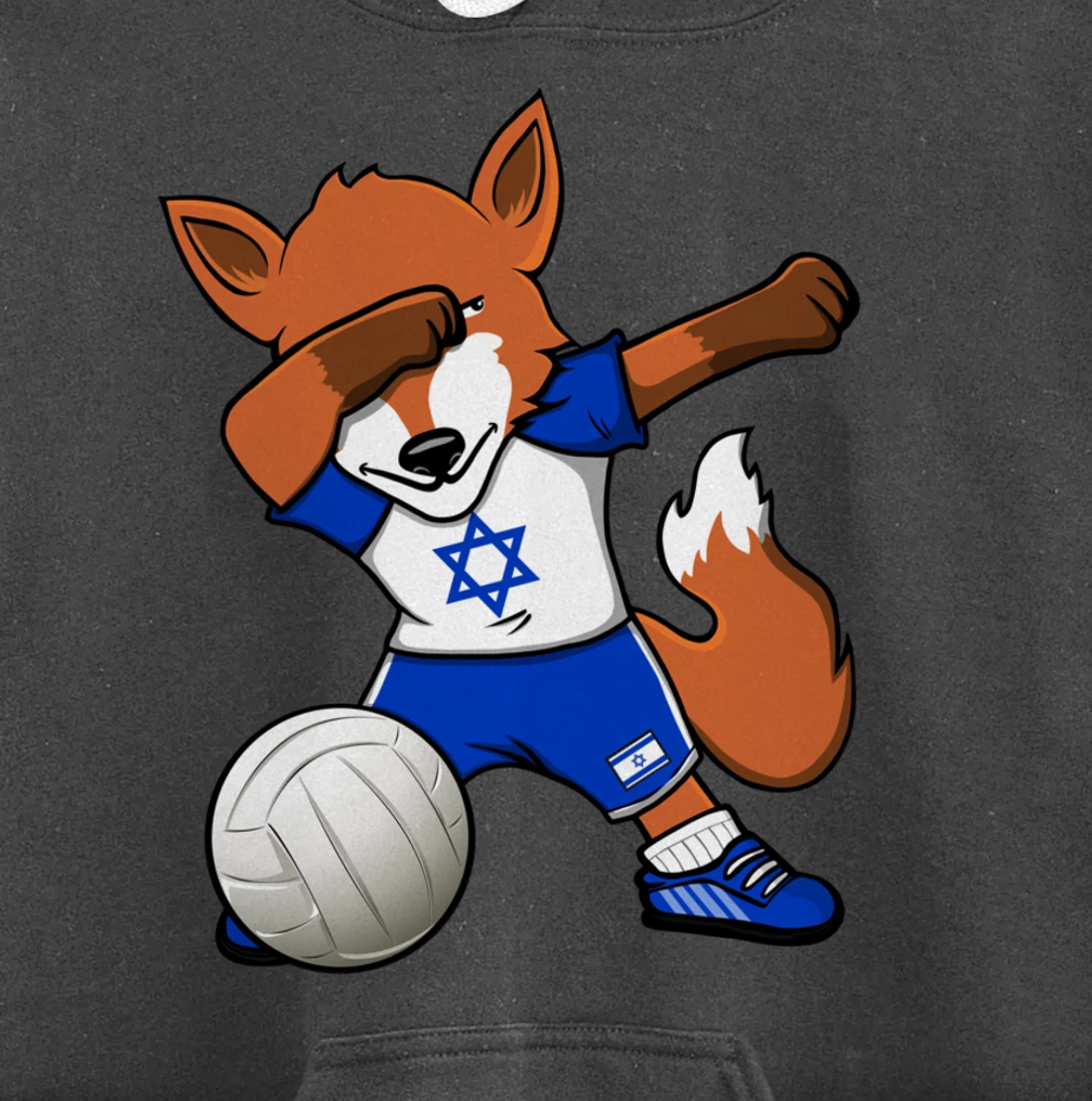 Dabbing Fox Israel Volleyball Fans Jersey Israeli Flag Sport Pullover Hoodie