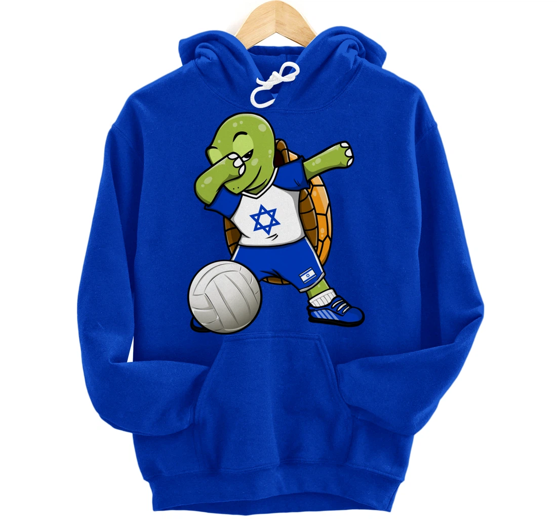 Dabbing Turtle Israel Volleyball Fans Jersey Israeli Flag Pullover Hoodie