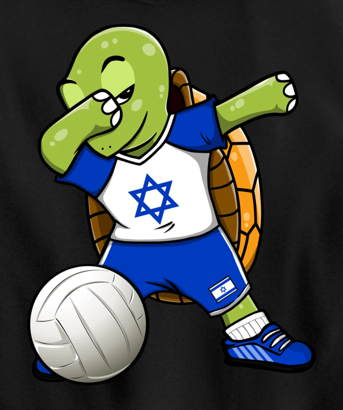 Dabbing Turtle Israel Volleyball Fans Jersey Israeli Flag Pullover Hoodie