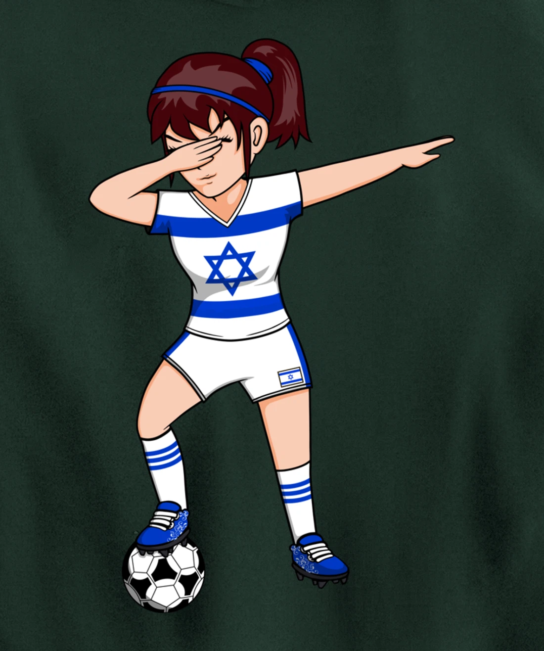 Dabbing Soccer Girl Israel Jersey Israeli Football Fans Art Pullover Hoodie