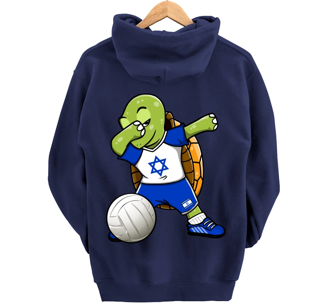 Dabbing Turtle Israel Volleyball Fans Jersey Israeli Flag Pullover Hoodie