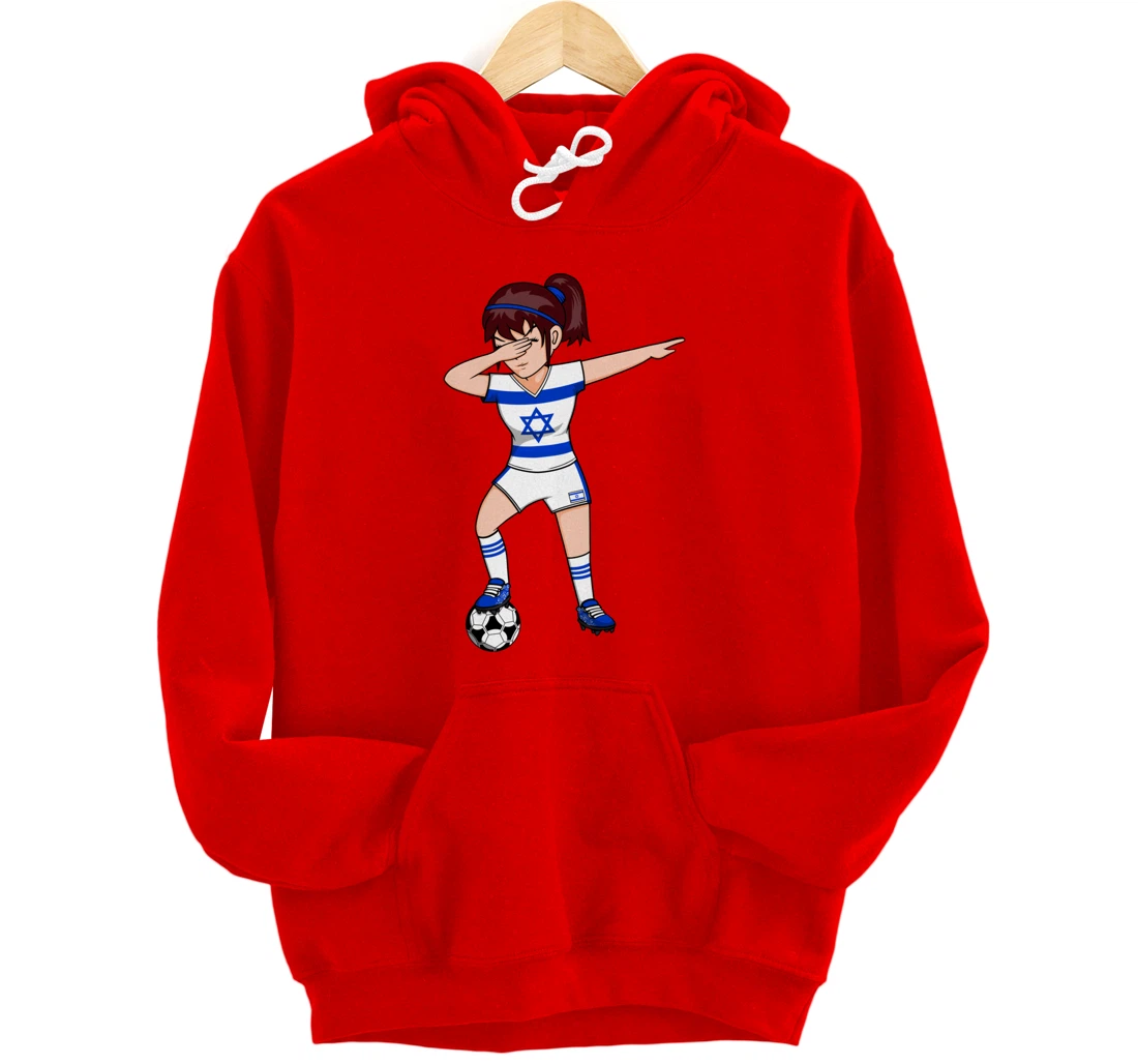Dabbing Soccer Girl Israel Jersey Israeli Football Fans Art Pullover Hoodie