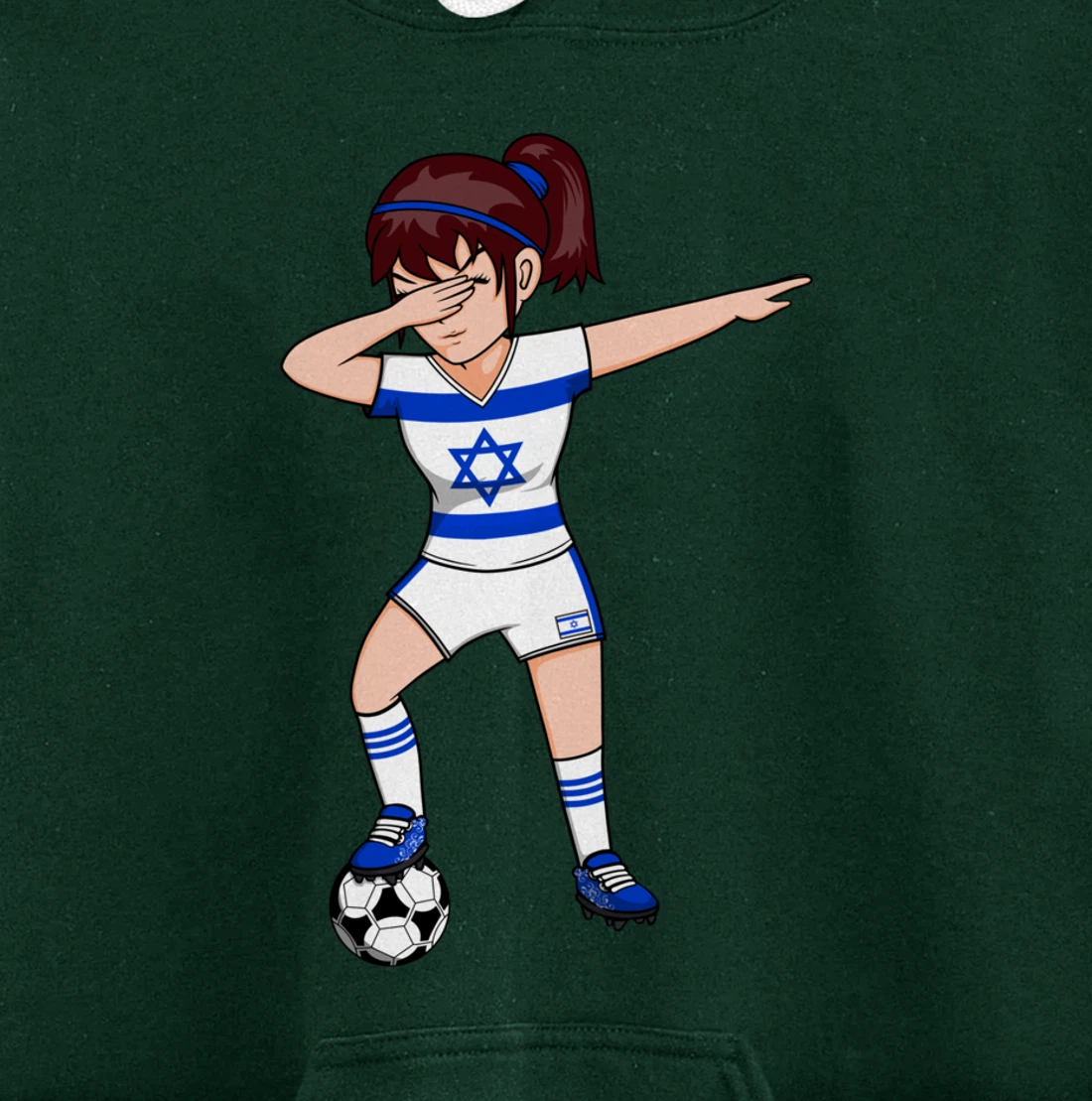 Dabbing Soccer Girl Israel Jersey Israeli Football Fans Art Pullover Hoodie