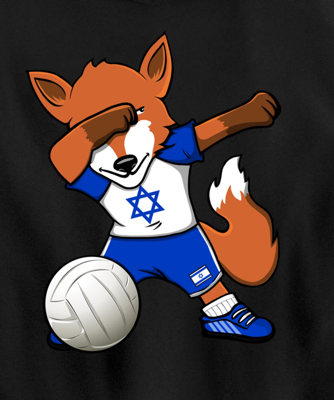 Dabbing Fox Israel Volleyball Fans Jersey Israeli Flag Sport Pullover Hoodie