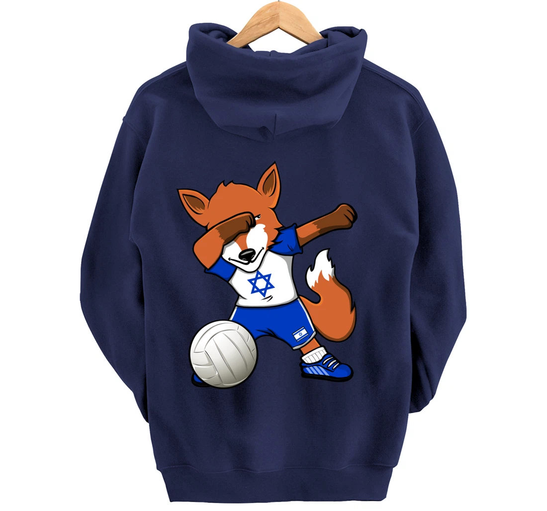 Dabbing Fox Israel Volleyball Fans Jersey Israeli Flag Sport Pullover Hoodie