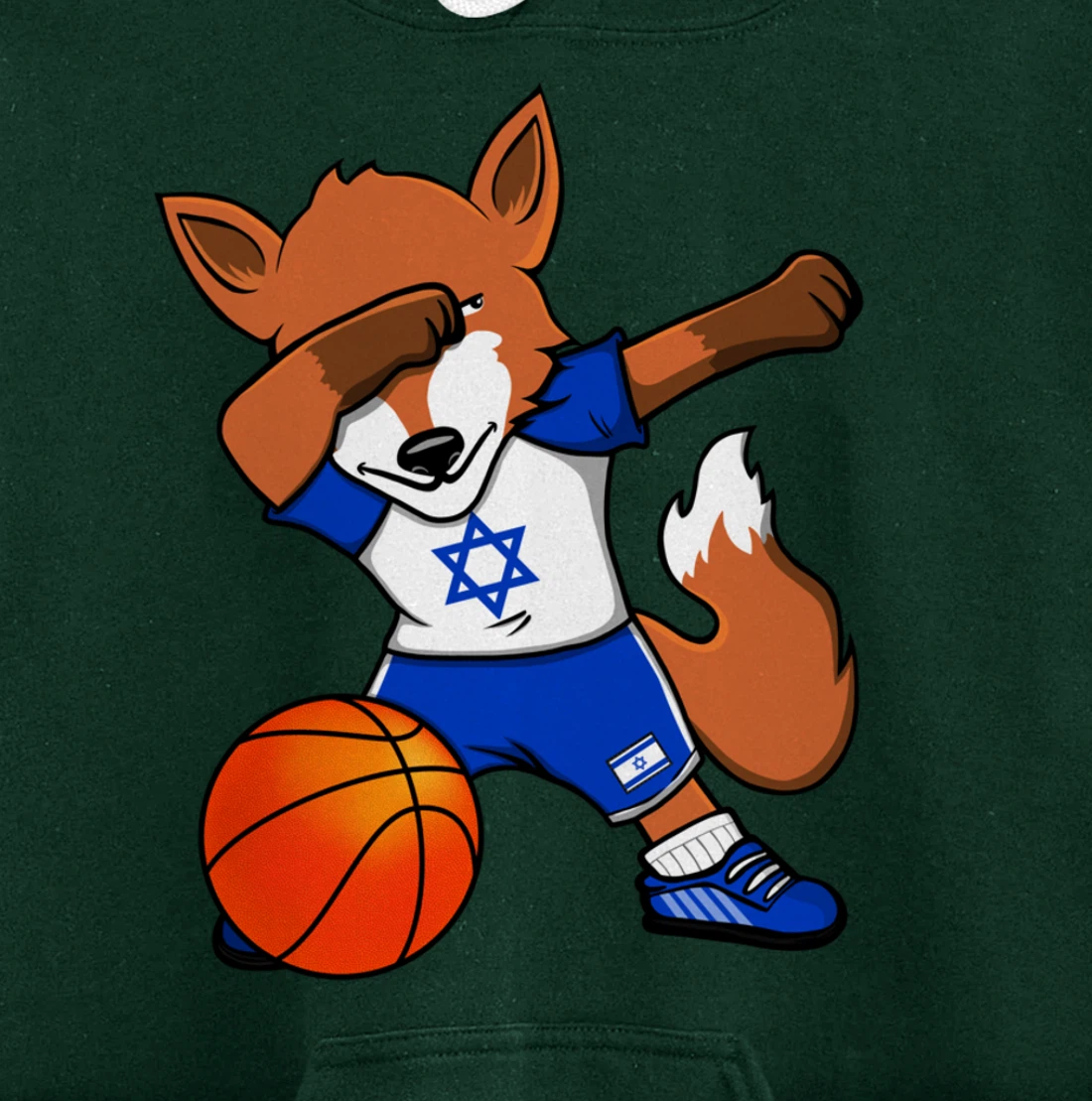 Dabbing Fox Israel Basketball Fans Jersey Israeli Flag Sport Pullover Hoodie