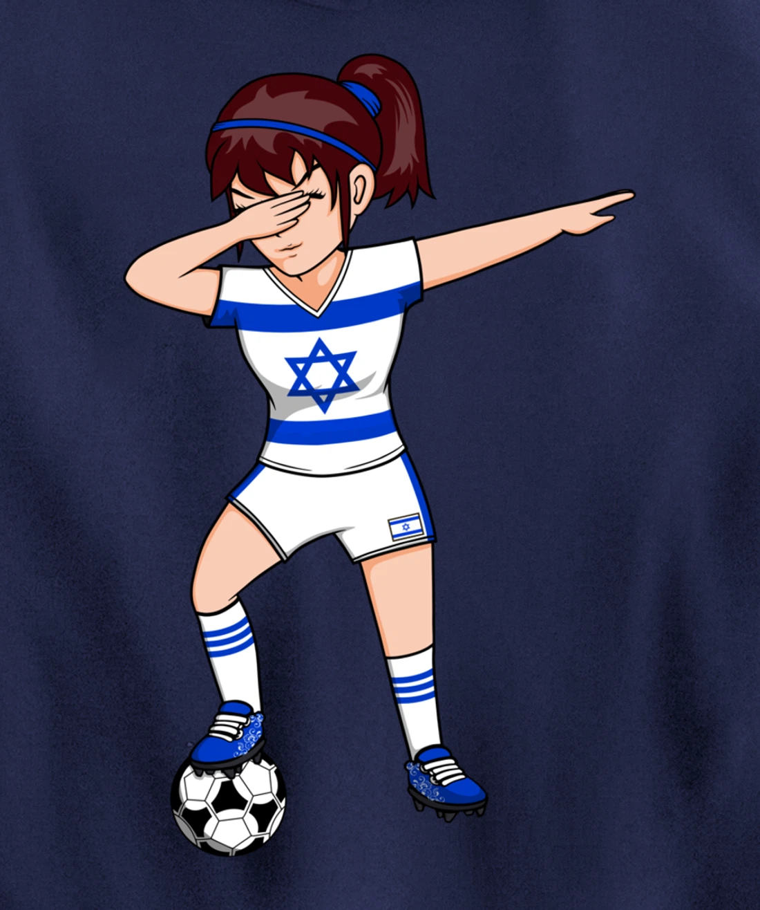 Dabbing Soccer Girl Israel Jersey Israeli Football Fans Art Pullover Hoodie