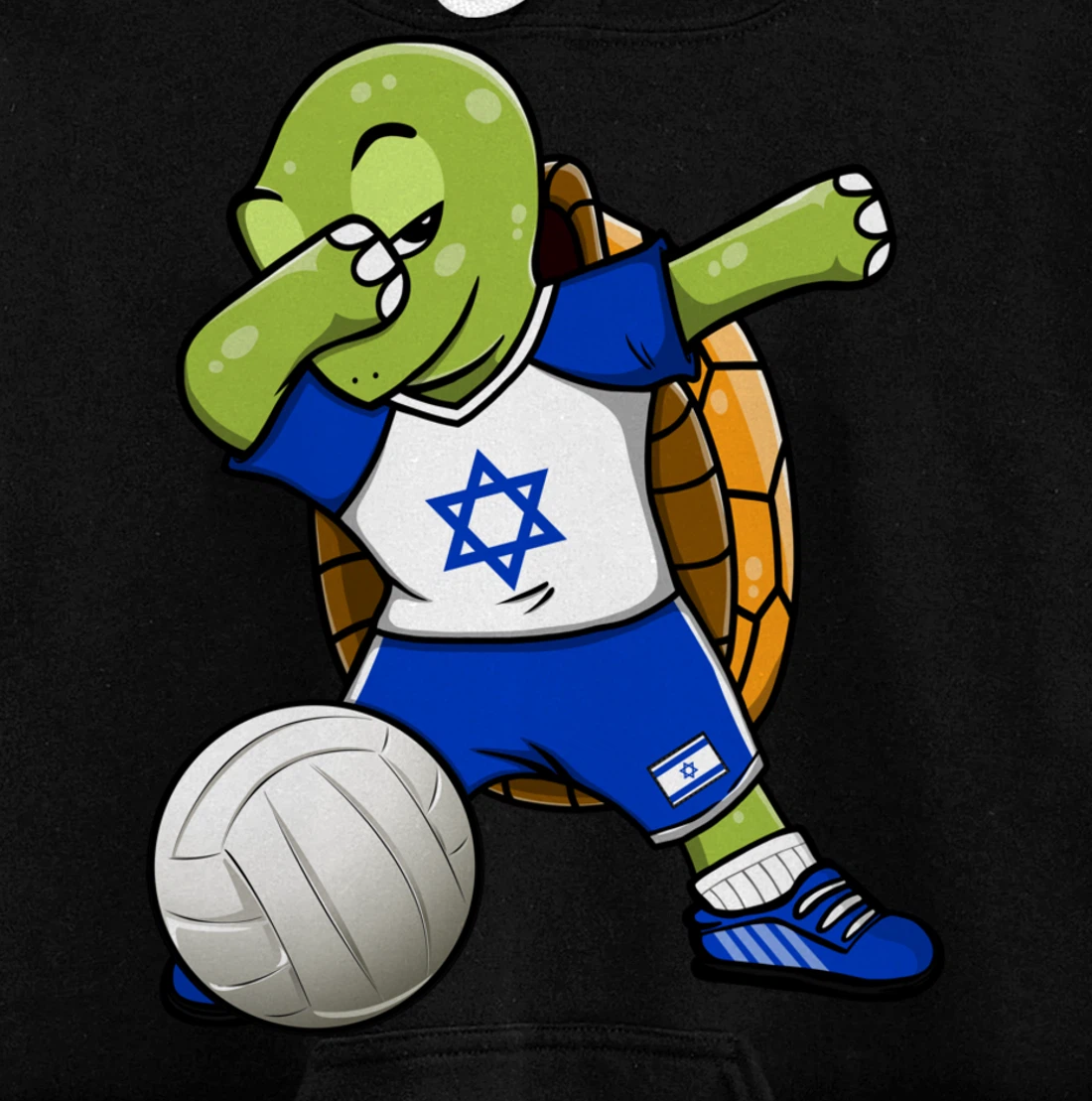Dabbing Turtle Israel Volleyball Fans Jersey Israeli Flag Pullover Hoodie