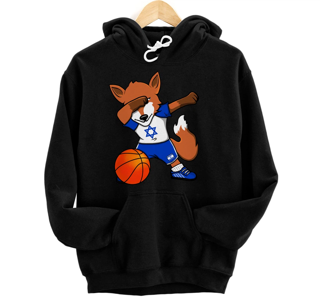 Dabbing Fox Israel Basketball Fans Jersey Israeli Flag Sport Pullover Hoodie