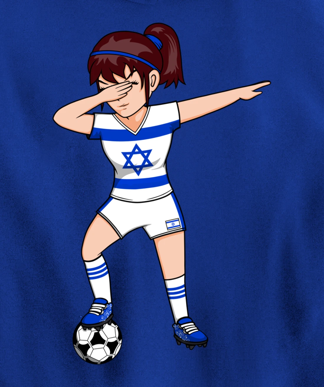 Dabbing Soccer Girl Israel Jersey Israeli Football Fans Art Pullover Hoodie