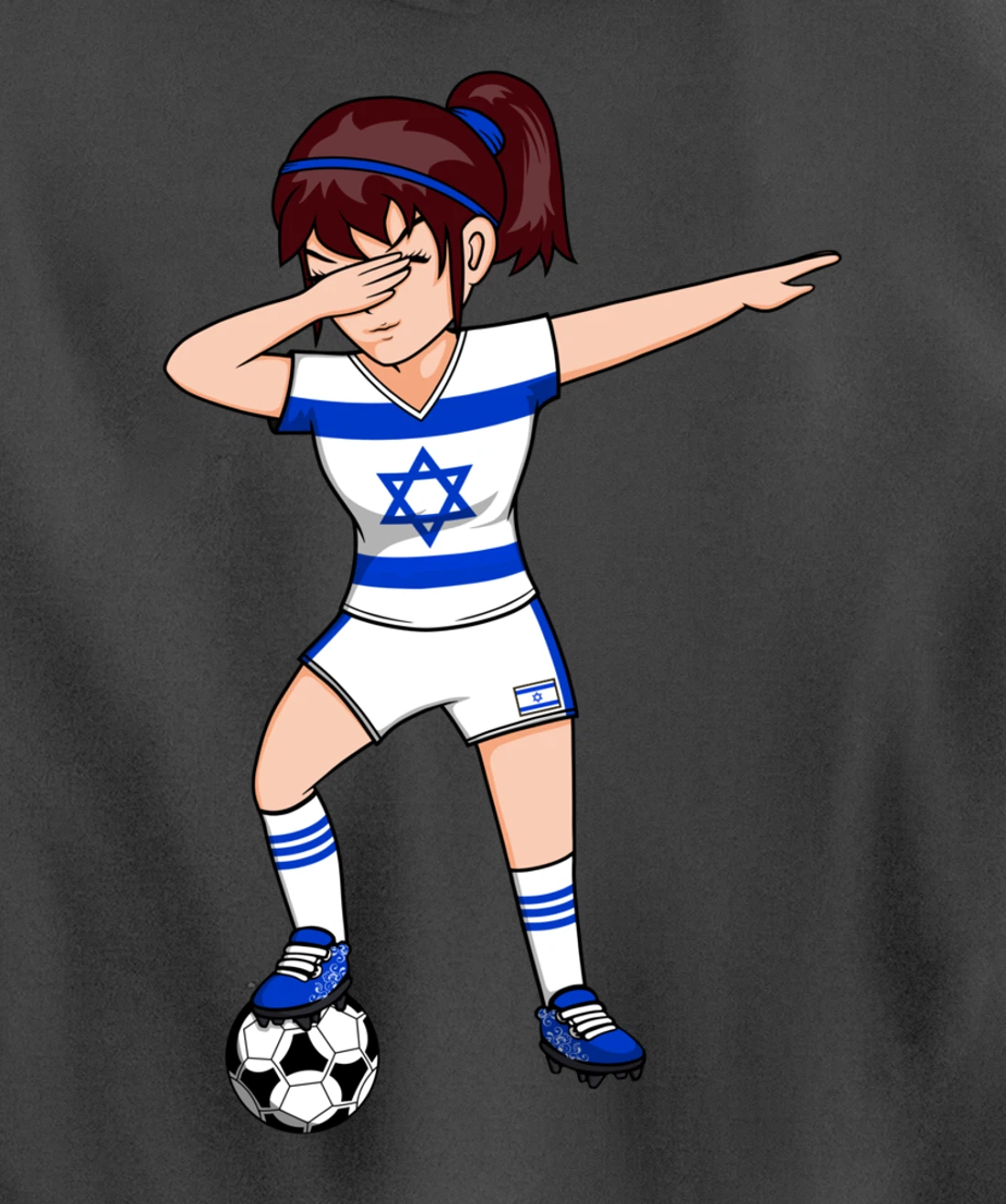 Dabbing Soccer Girl Israel Jersey Israeli Football Fans Art Pullover Hoodie