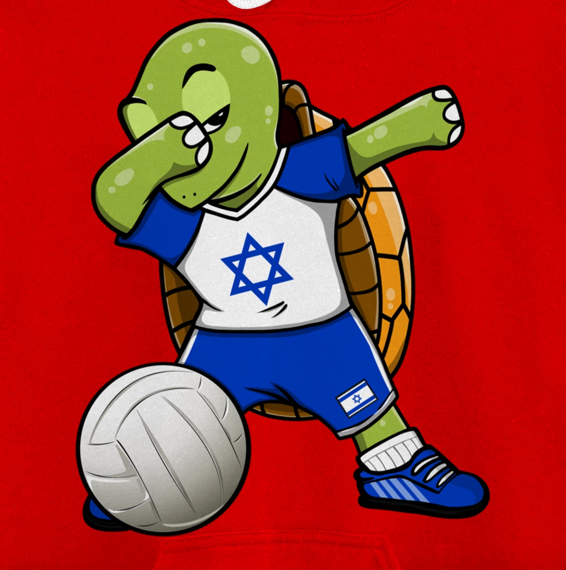 Dabbing Turtle Israel Volleyball Fans Jersey Israeli Flag Pullover Hoodie