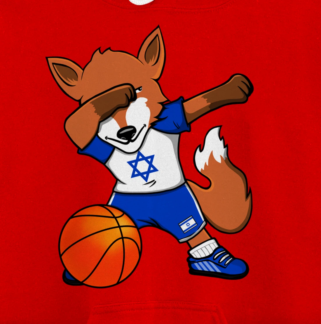 Dabbing Fox Israel Basketball Fans Jersey Israeli Flag Sport Pullover Hoodie