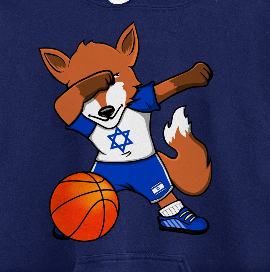 Dabbing Fox Israel Basketball Fans Jersey Israeli Flag Sport Pullover Hoodie