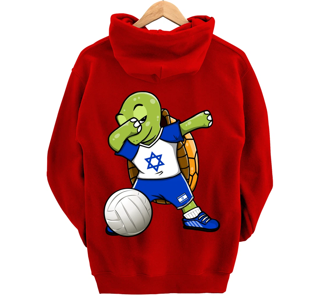 Dabbing Turtle Israel Volleyball Fans Jersey Israeli Flag Pullover Hoodie