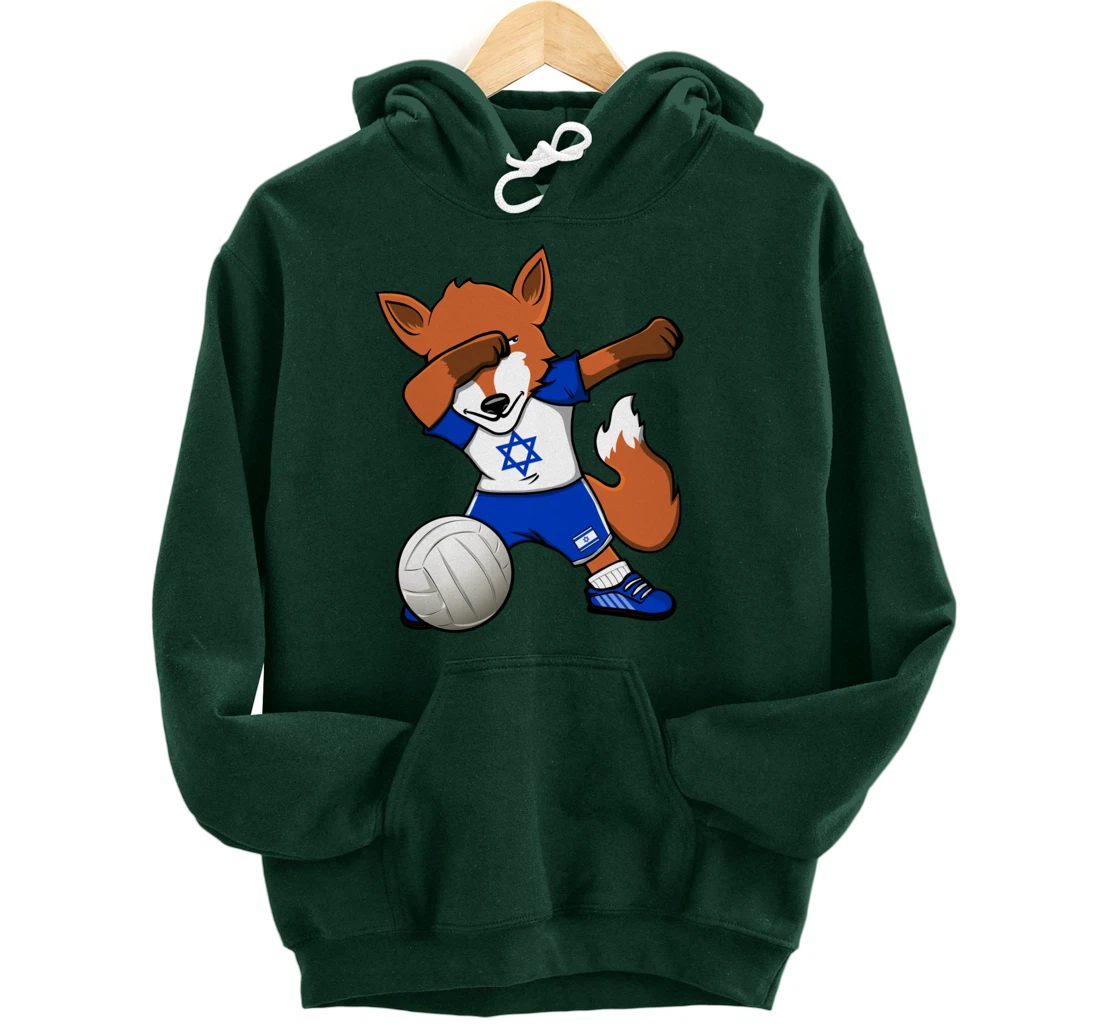 Dabbing Fox Israel Volleyball Fans Jersey Israeli Flag Sport Pullover Hoodie