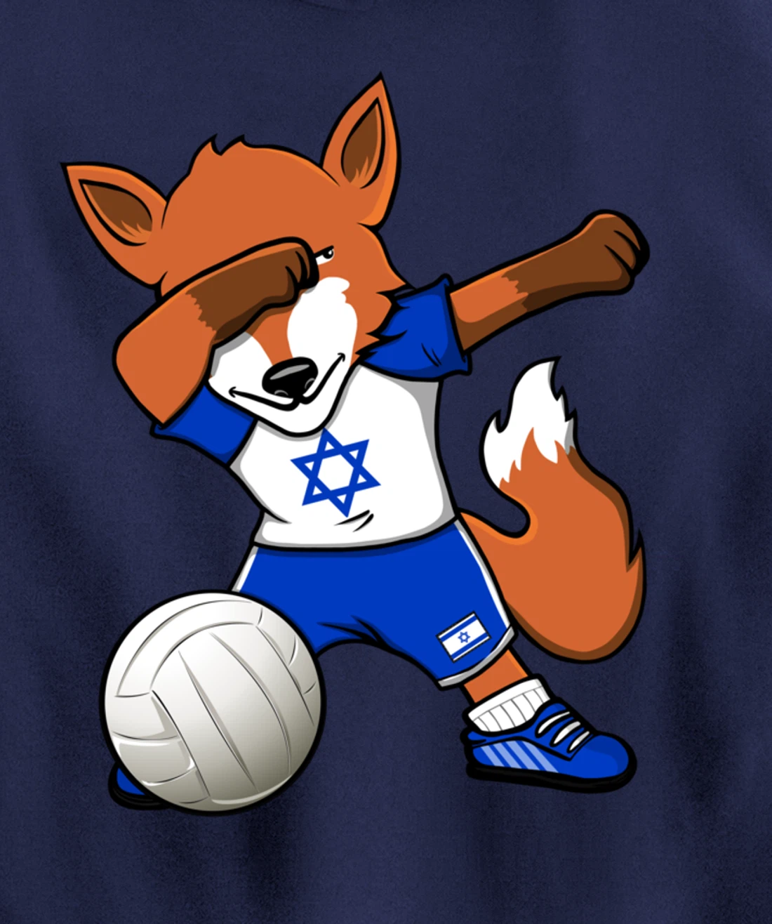 Dabbing Fox Israel Volleyball Fans Jersey Israeli Flag Sport Pullover Hoodie