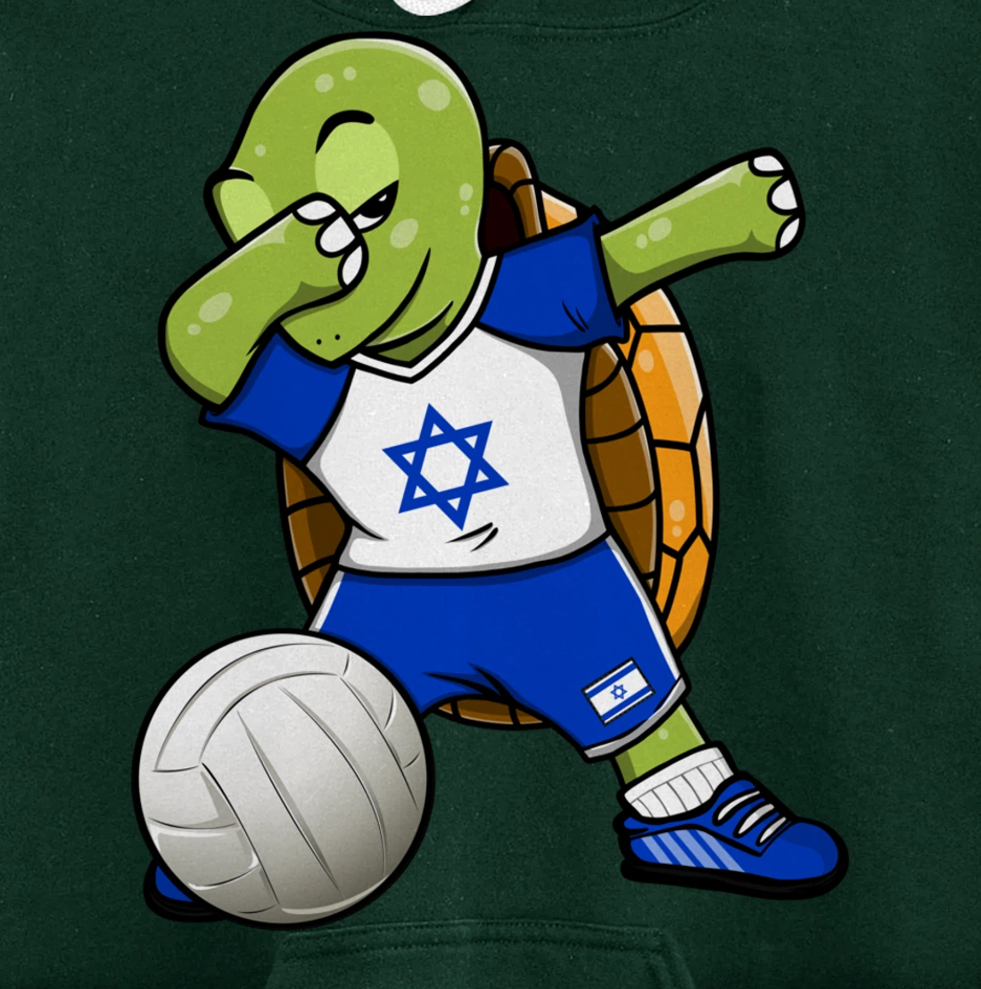 Dabbing Turtle Israel Volleyball Fans Jersey Israeli Flag Pullover Hoodie