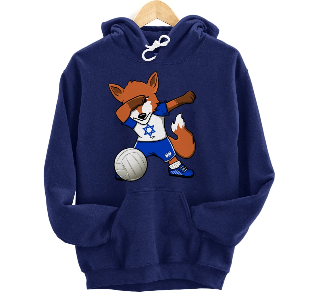Dabbing Fox Israel Volleyball Fans Jersey Israeli Flag Sport Pullover Hoodie