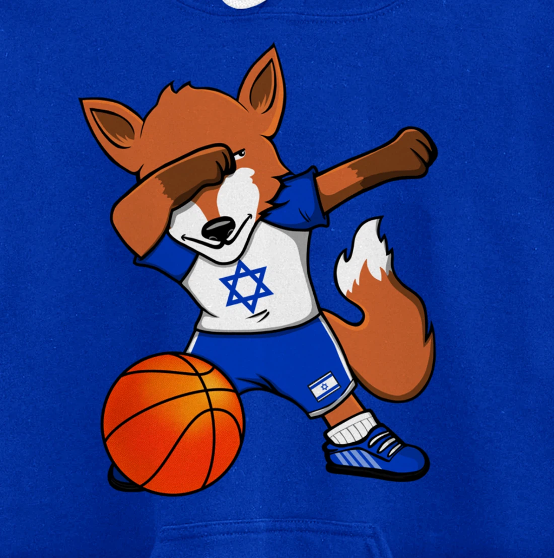 Dabbing Fox Israel Basketball Fans Jersey Israeli Flag Sport Pullover Hoodie